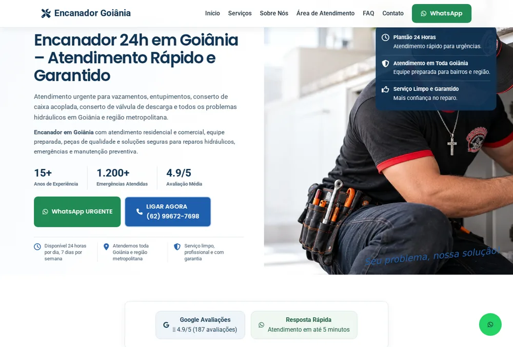 Projeto real: site Encanador Goiânia